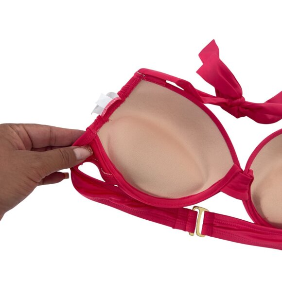 Mossimo Womens Halter Tie Bikini Top SZ M - Padded Push-Up Adjustable Back Strap - Picture 5 of 9